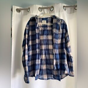 Blue flannel hooded shirt